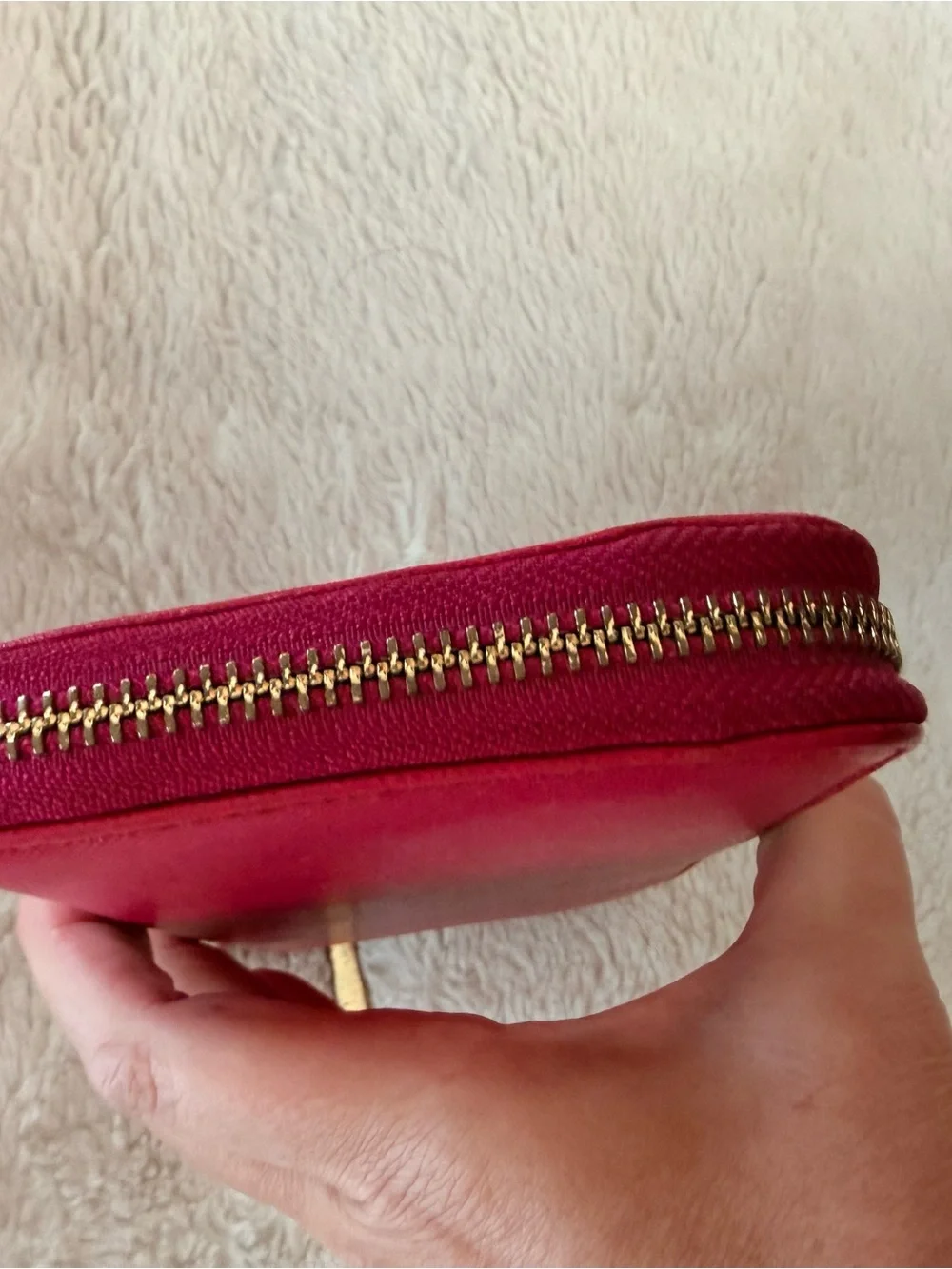Tory Burch Fuchsia Zip-Around Wallet with Gold Logo